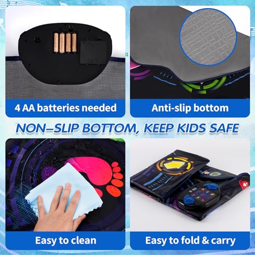 Dance Mat for Kids - Electronic Dance Pad with Light-up 6-Button & Wireless Bluetooth, Music Dance Game Mat with Built-in Music 9 Levels and 3 Modes, Birthday Gifts, Toys for Girls Ages 4-8, 8-12