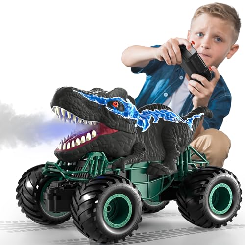 Bennol 2.4GHz Dinosaur Remote Control Car Toys for Kids Boys 4-7 5-7 8-12, RC Dinosaur Car Toys with Light, Sound, Spray, Indoor Outdoor Toys Gifts for 3 4 5 6 Year Old Boys, RC Car Toys for Boys