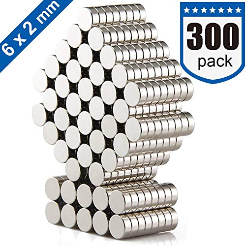 DIYMAG 300 PCS Small Refrigerator Premium Brushed Nickel Fridge, Office Magnets, 6x2 mm