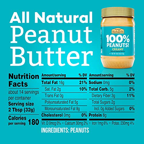 Crazy Richard's 100% All-Natural Creamy Peanut Butter, No Added Sugar Peanut Butter Non-GMO, Vegan (16 Ounce (Pack of 1))