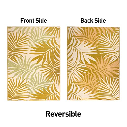 Rugshop Kahului Floral Reversible Crease-Free Waterproof Premium Recycled Plastic Outdoor Rugs for Patio,Backyard,RV,Deck,Picnic,Trailer,Beach,Camping Multi 3' x 5'