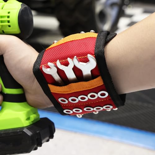 BIG RED Magnetic Wristband - Ultimate 16-MagnetThumb Style Tool Holder for DIYers, Craftsmen, &Home Improvement, ATRCX16R, Torin