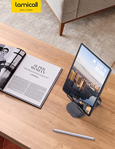 Lamicall Tablet Stand, Adjustable Tablet Holder - Desktop Stand Dock Holder Compatible with 4-13" Tablet Such as iPad Pro 11, 9.7, 10.5, 12.9 Air Mini 4 3 2, Kindle, Nexus, Tab, Silver
