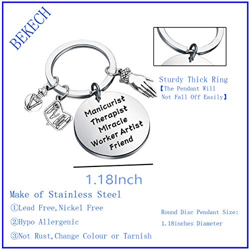 BEKECH Manicurist Gift Nail Tech Gift Manicurist Therapist Miracle Worker Artist Friend Keychain