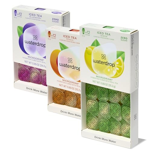 Waterdrop Hydration Cubes, Elderflower & Lime Blossom, Vitamin C, E & Potassium, On The Go Water Enhancer Drops for Still & Sparkling Water, Low Calorie, Zero Sugar, Gluten Free, Non GMO, Vegan, 48 CT
