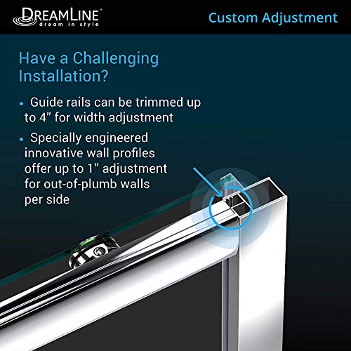 DreamLine Infinity-Z 56-60 in. W x 72 in. H Semi-Frameless Sliding Shower Door, Clear Glass in Brushed Nickel, SHDR-0960720-04