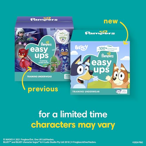 Pampers Easy Ups Boys & Girls Potty Training Pants - Size 3T-4T, One Month Supply (124 Count), Training Underwear (Packaging May Vary)