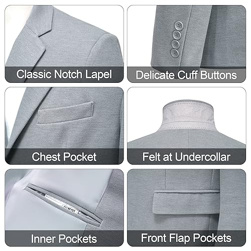 MAGE MALE Men's Blazer Casual Knit Sport Coat Slim Fit Suit Jacket Notch Lapel One Button Blazers Black