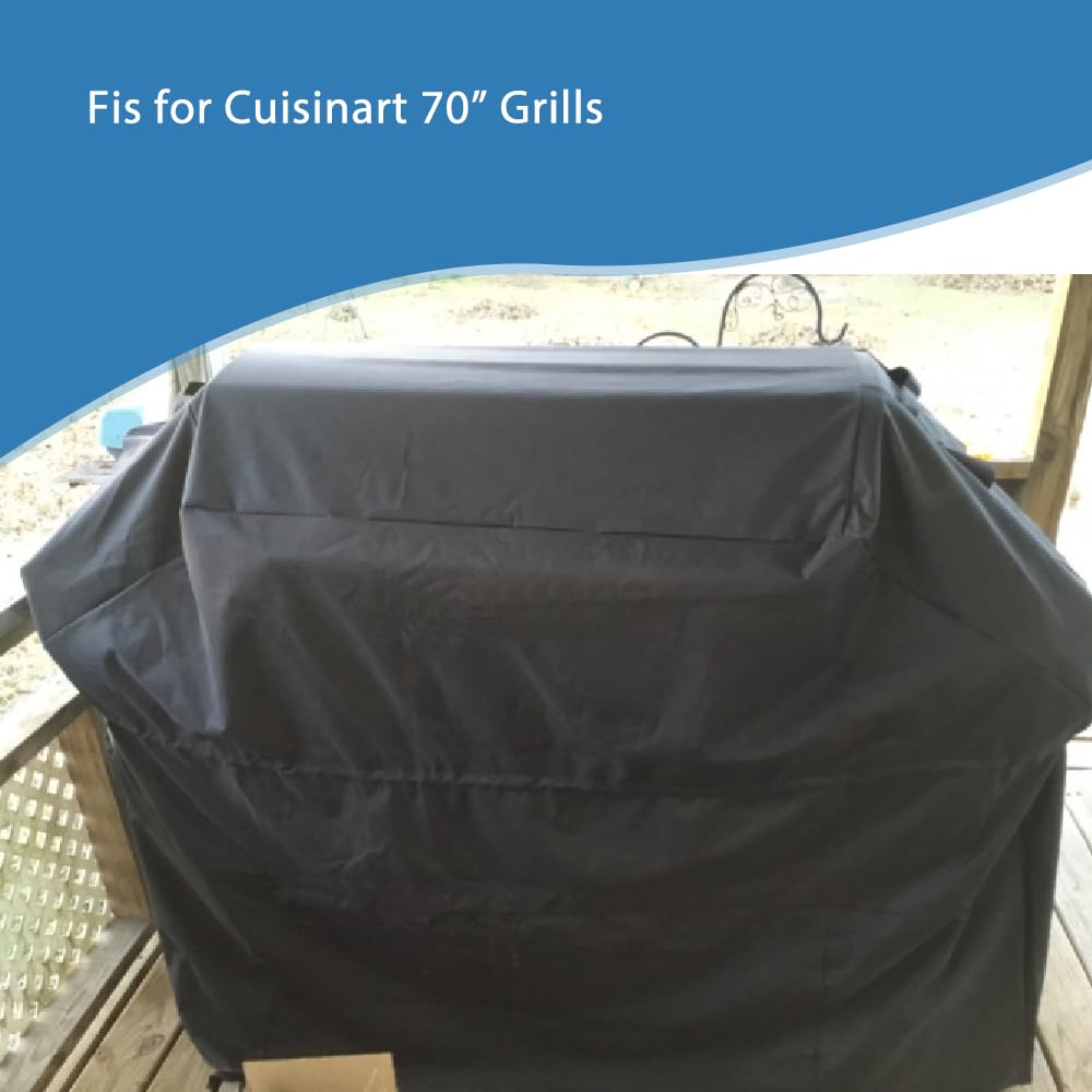 Blackhoso 69" Waterproof 600D Grill Cover Fits for Cuisinart CGWM-085 Series Pellet Grill Parts, Heavy Duty Grill Cover Anti-UV, Fade Resistant, Murable Rip-Resistant Polyester, 69" x 23" x 45"