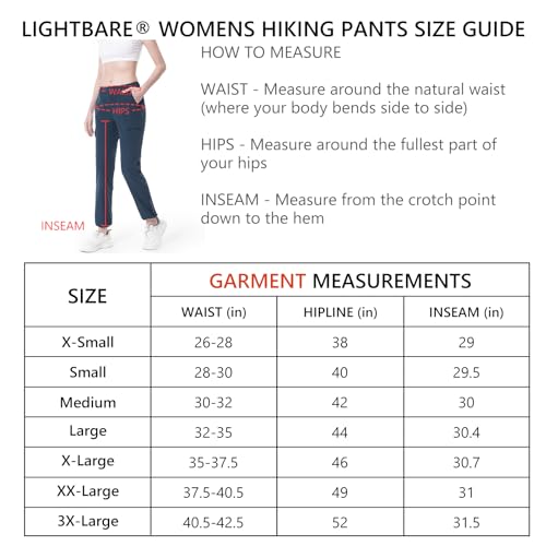 Lightbare Women’s Lightweight Cargo Hiking Pants with Elastic Waistband Quick Dry Stretchy Water Resistant UPF 50+ Outdoor Army Green