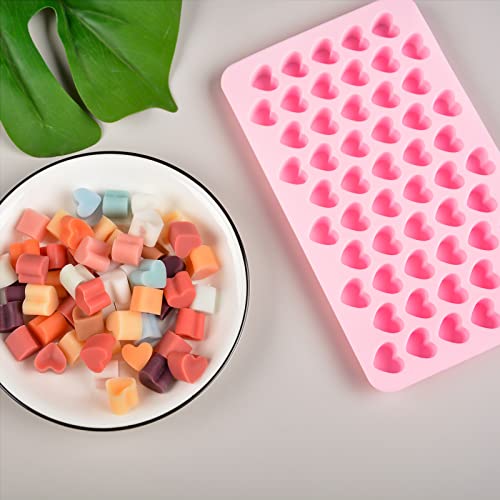 Fimary Fimary Heart-Shaped Chocolate Molds Silicone - Set of 2 Non-Stick Candy Heart Molds Silicone, Food Grade Silicone Heart Molds for Baking, Candy, Gummy, Jelly - Pink