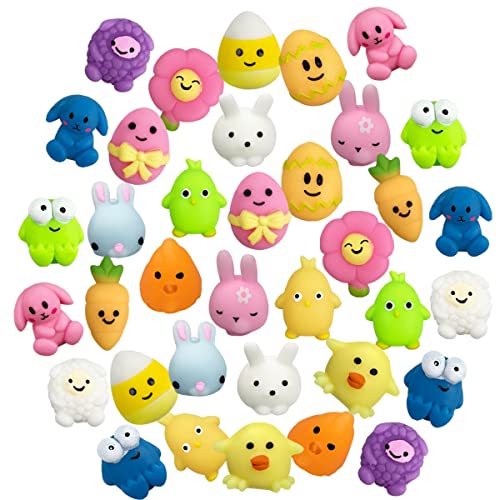 Jofan 36 PCS Easter Mochi Squishy Toys Stress Relief Squishies for Kids Boys Girls Toddlers Easter Basket Stuffers Egg Fillers Gifts Party Favors