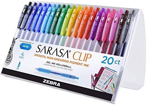 Zebra Pen Sarasa Clip Retractable Gel Pen, Fine Point, 0.5mm, Black Ink, 12-Pack