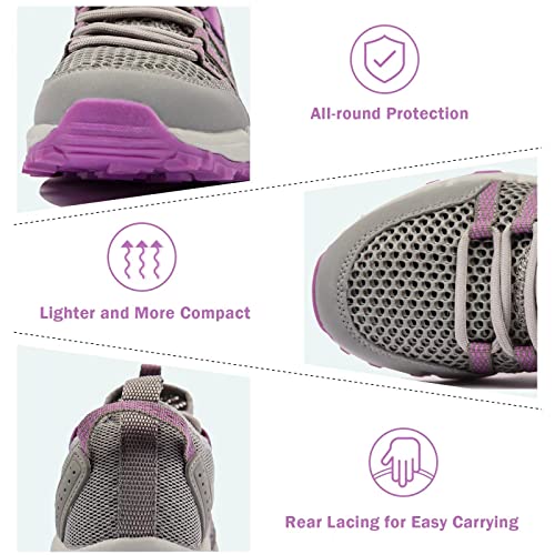 MAINCH Women's Hiking Water Shoes Quick Dry Outdoor Sport Sneakers (Size 11.5, Black)