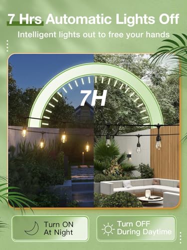 addlon 54FT(48+6) Solar String Lights Outdoor Waterproof with USB Port & Remote Control Dimmable Solar Patio Lights IP65 Solar Powered Edison LED Bulbs for Outside Bistro Camping