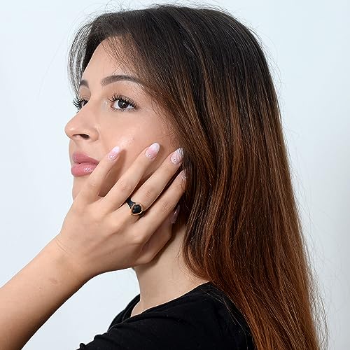 Rinfit Silicone Rings Women - Promise Ring, Silicone Wedding Bands for Her - Metal Framed Silicone Pear -Pack O: White/Silver & Pink/Rose Gold, Size 5