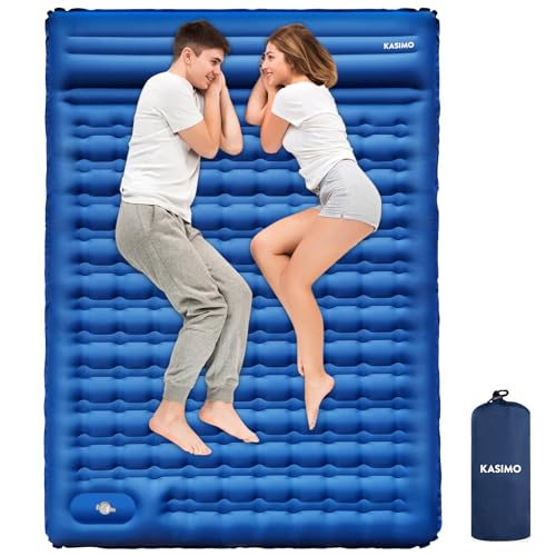 KASIMO Double Sleeping Pad for Camping,5" Ultra-Thick 1.4x2M for 2 Person with Pillow Built-in Foot Pump Inflatable Sleeping Mat for Backpacking, Hiking, Traveling, Tent, Portable Camping Mat