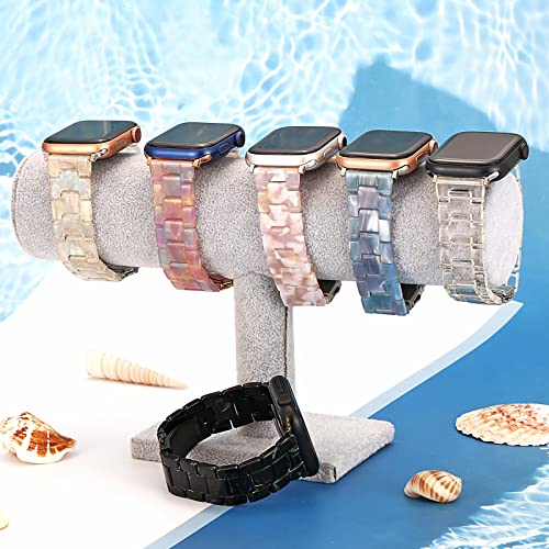 Greaciary Resin bands Compatible with Apple Watch 38mm 40mm 41mm 42mm 44mm,Lightweight Resin Barcelet with Stainless Steel Buckle Replacement For iWatch Series for Women Men (Aurora White, 44mm)