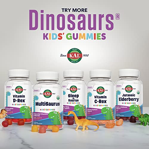 KAL Vitamin C-Rex Kids’ Gummies, Vitamin C Gummies for Kids, Healthy Immune, Bone, Muscle & Skin Support Vitamin C Gummy, Vegan, Gluten Free, 60 Day Money Back Guarantee, 30 Servings, 60 Gummies