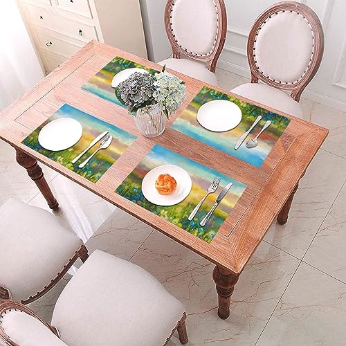 Turtle Table Placemats for Dining Table Ocean Style Set of 4 Washable 12x18 Inch PVC Placemats Kitchen Decor Non Slip Heat-Resistant Washable Table Mats Durable Placemats