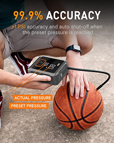 OAK & IRON Battery Tire Inflator 1 Min Fast Inflation Portable Air Compressor 150PSl Cordless Tire Pump with LED Screen for Cars, Bikes, Motorcycles, and Balls