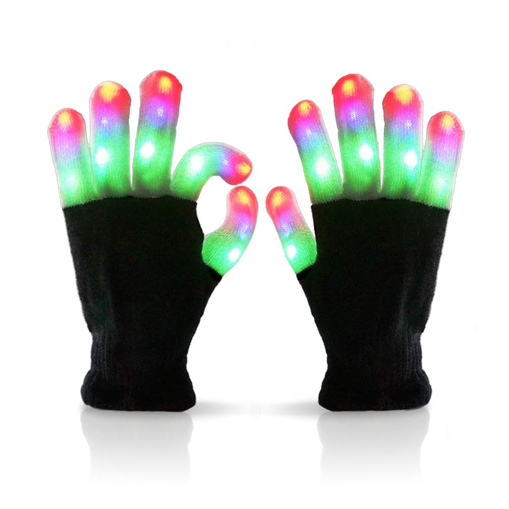 Luwint Led Light up Gloves, Cool Toys for Kids 8-12 Teen Boys Girls Adults, Fun Gifts for Rave Dance Chirstmas Birthday Party, 6 Flashing Modes