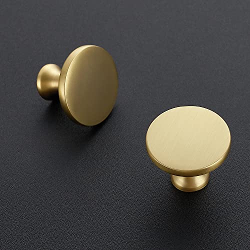 Ravinte 5 Pack Solid Metal Knobs Dresser Drawer Knobs Gold Cabinet Hardware Round Cabinet Door Knobs Drawer Knobs Kitchen Cabinet Knobs Brushed Brass Drawer Pulls