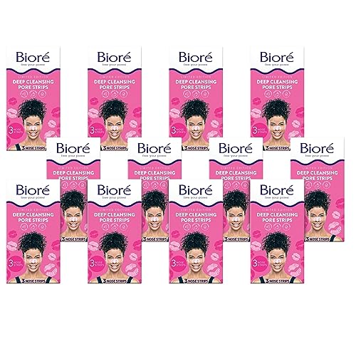 Bioré Kiss Designer Pore Strips, Nose Strips for Blackhead Removal, with Instant Pore Unclogging, 3 Count (Pack of 12)