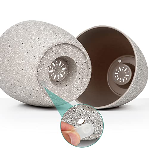 Vanavazon Plant Pots 9/8/7 Inch Set of 3 Flower Pots Indoor Outdoor Plastic Planters with Drainage Hole and Tray (Speckled Beige)