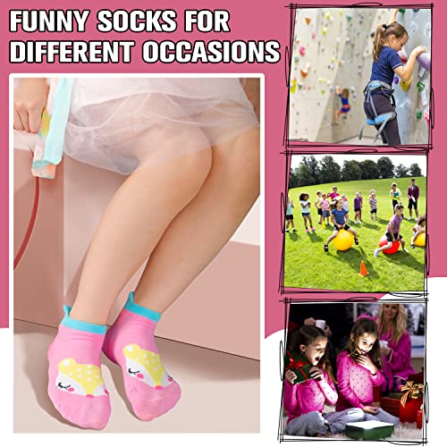ANTSANG Kids Girls Toddler Unicorn Socks Ankle Low Cut No Show Cute Silly Novelty Fashion Cartoon Gifts Stocking Stuffers Socks 6 Pairs (Animal,1-3 Y)