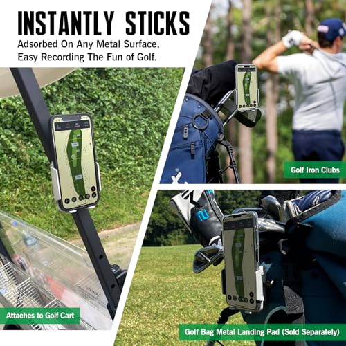 Dprofy Golf Cart Phone Holder Strong Magnetic Golf Cart Phone Mount Golf Accessories Fit for All Popular Smart Phones Special Design for Thick Case and Ring Holder (Black)