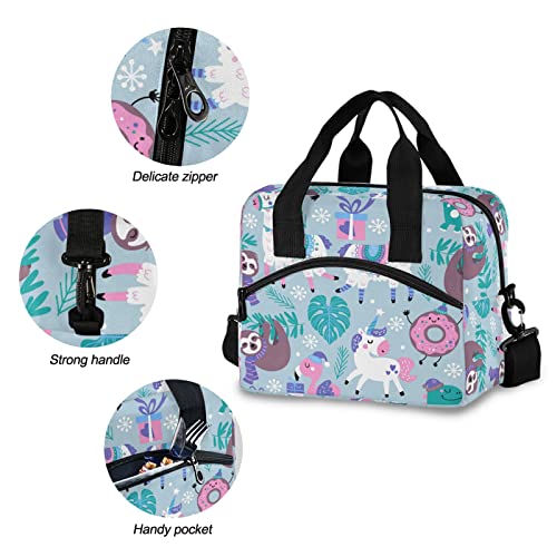 Animals Llama Sloth Dinosaur Lunch Bag for Girls Boys Women Lunch Box Container Reusable Cooler Lunch Tote Bag Insulated with Adjustable Strap for School Office