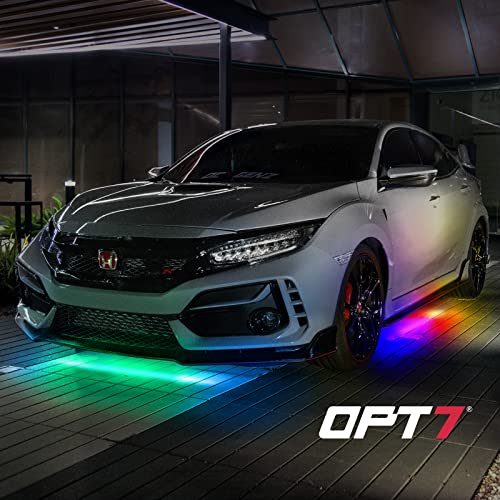 OPT7 Aura Dreamcolor Underglow Chasing Lights w/Wireless Remote, Waterproof Rigid Aluminum LED Light Bar, Exterior Neon Accent Underbody RGB-IC Light Kit, Multi Colors Mode, for Car Truck RV, 12V