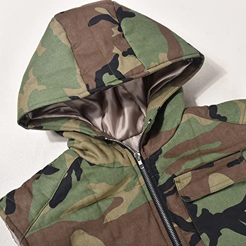 Novaorily Womens Causal Sleeveless Hooded Denim Vest Zipper Padded Vest Relax Fit Jean Outwear Cropped Vest Jacket (as1, alpha, s, regular, regular, Camo)
