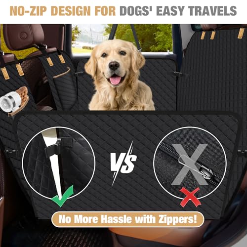 Lekereise Dog Car Seat Cover for Back Seat,Hard Bottom Dog Hammock for Car,Camping Air Mattress, Hammock Travel Bed for Car SUV Truck (Black)