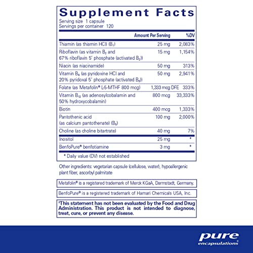 Pure Encapsulations PureGenomics B-Complex - Broad Spectrum B Vitamin Support for Genetic Expression, Cellular Function, Hormone Production & Energy Metabolism* - with Vitamin B12 & B6-120 Capsules