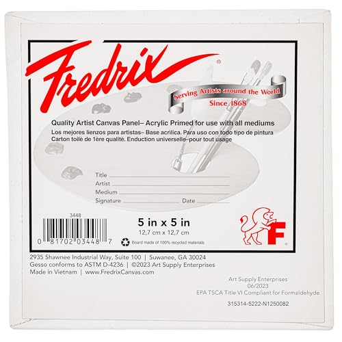 FREDRIX Artist Series Primed Canvas Panels, 12" x 12", Pack of 12