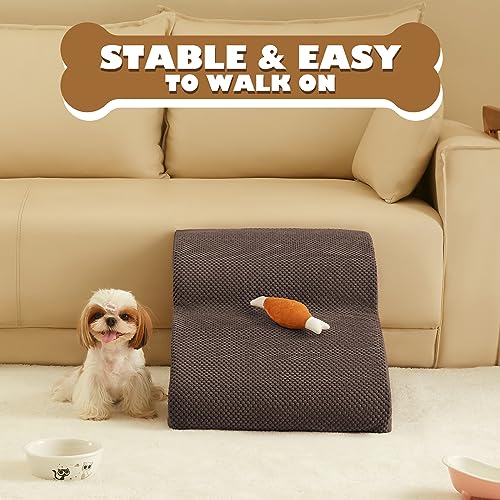 Dog Stairs, Romrol High Density Foam Dog Steps for High Bed and Couch, Dog Ramp, Pet Stairs for Small Dogs and Cats or Pets Joints, 3-Step
