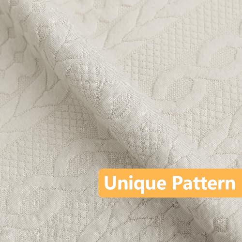 Cikary Decorative Throw Pillow Covers 16x16 Set of 2 for Sofa Bed with Raised Twisted Rope Pattern, Stretchy Embossed Couch Pillow Covers, Beige