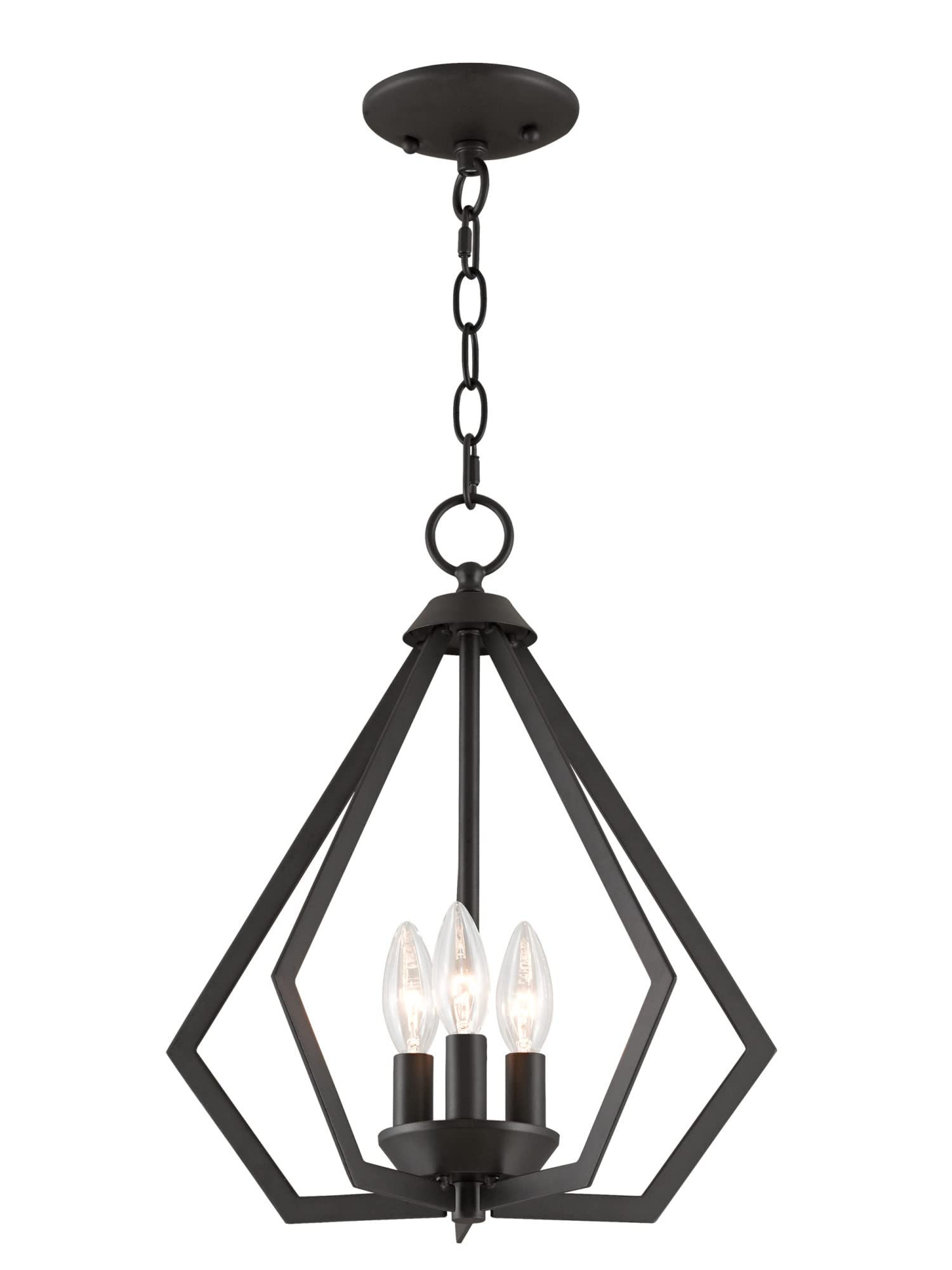 Livex Lighting 40923-07 Prism 3 Light BZ Mini Chandelier/Ceiling Mount, 14" x 14" x 16", Bronze