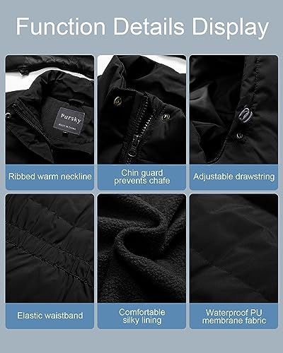 Pursky Ladies Winter Coats Heavyweight Quilted Short Puffer Outwear Usually Down Jackets Parkas Shine Black 2XL
