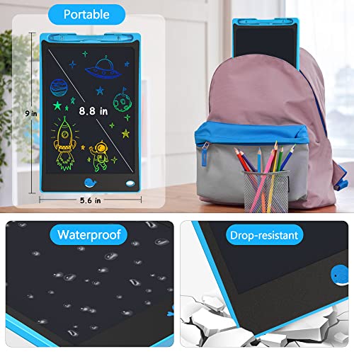 Hockvill LCD Writing Tablet for Kids 8.8 Inch, Toys for Girls Boys Drawing Pad for 3 4 5 6 7 8 Year Old Kid, Toddler Magnetic Doodle Board Travel Essentials Christmas Birthday Gift for Children (Blue)