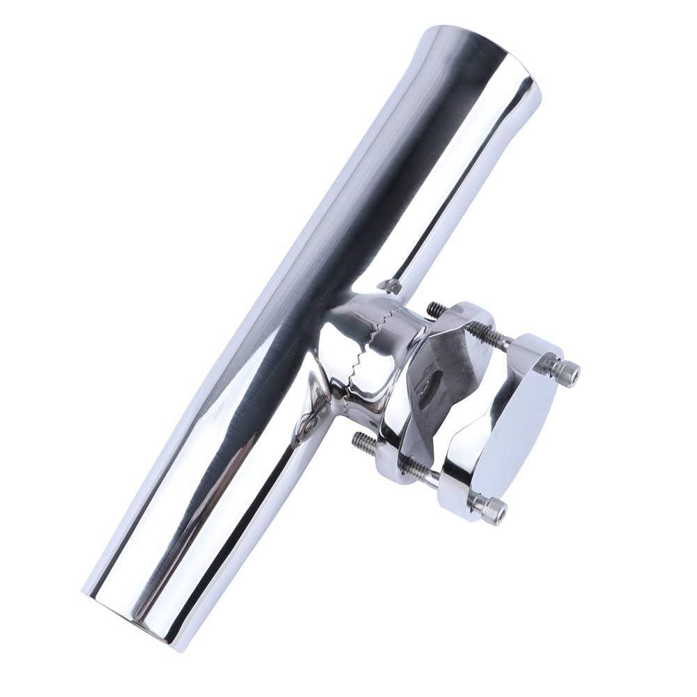 Marinebaby (2X) 316 Stainless Tournament Style Boat Fishing Holder Clamp on Fishing Rod Holder for Boat 1-1/4" to 2" Rail Gimbal Pin at Bottom