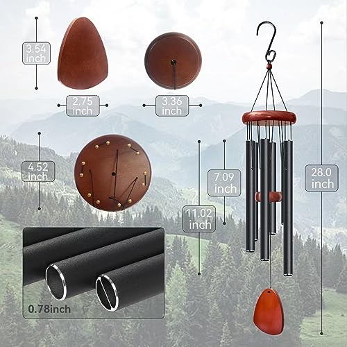 Bursvik Large Aluminium Wind Chimes 37 Inches to Create a Zen Atmosphere Suitable for Outdoor, Garden, Patio Decoration. Classic Wind Chimes with Wind Catcher Suitable as A Gift for Unisex,Silver Grey
