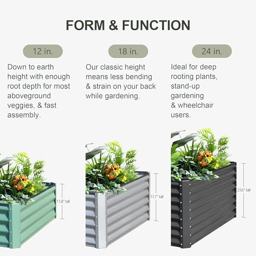 Domi Galvanized Raised Garden Bed, 6x3x1Ft Thickening Metal Planter Box for Vegetables Bottomless for Backyard Outdoor, 1" Deep w/ 128 Gallon Capacity - Dark Gray