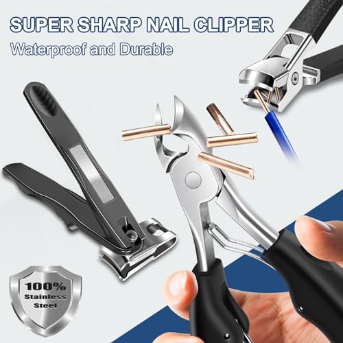 2024 Toenail Clippers for Seniors Thick Nails - 17mm Straight Wide Jaw Ultra Sharp Nail Clippers for Men & Upgrade 360°Rotary Fingernail Cutter for Seniors, Novelty Gifts for Men Women