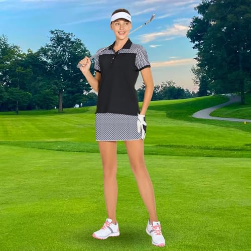 M MAELREG Golf Shirts Women Short Sleeve Buttons Breathable Performance Casual Active Tennis Womens Polo Shirts Sky Blue