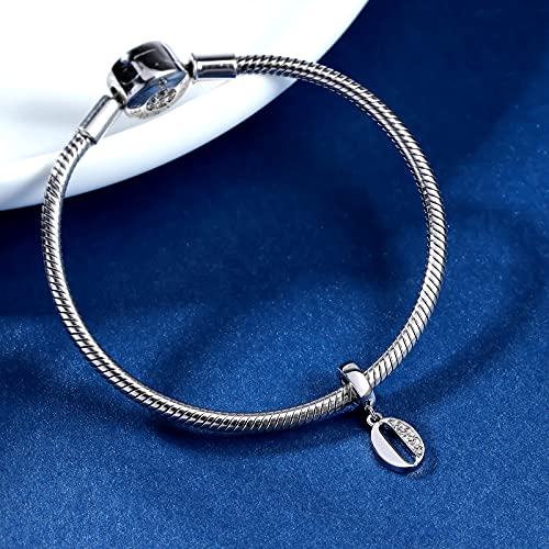 FOREVER QUEEN Lucky Number 0 Charm S925 Sterling Silver Pendant Dangle Bead with Cubic Zirconia fit Charms Bracelet Necklace Meaningful Anniversary Jewelry for Girlfriend Wife Mother Daughter