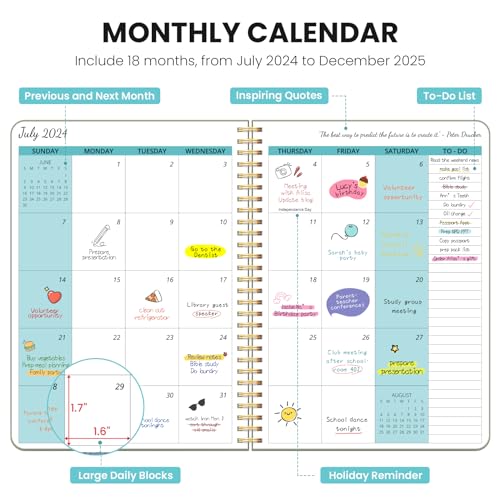 Monthly Planner 2024-2025, 18 Months Planner Calendar 2024-2025, July 2024 - December 2025, 7.4" x 9.6", 24-25 Monthly Calendar Planner, Ideal for School Office Home Planning-Sage Green