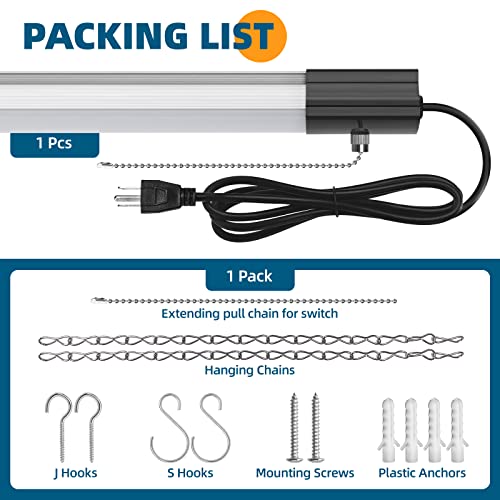 Barrina LED Shop Light for Garage, 10000LM, 84W, 4FT, 5000K Linkable Light Fixture for Workshop, Basement, Hanging or Flush Mount, Heat Dissipation, with Pull Chain Switch, ETL,1 Pack